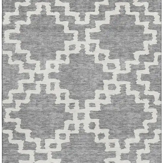 Gray And Ivory Abstract Geometric Washable Area Rug With UV Protection Photo 4