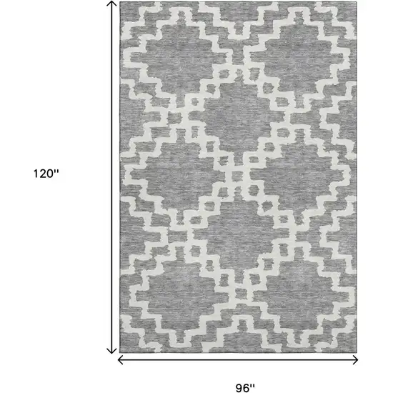 Gray And Ivory Abstract Geometric Washable Area Rug With UV Protection Photo 3