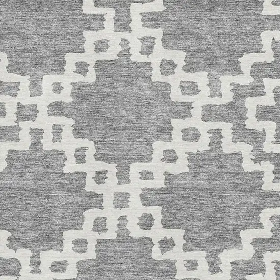 Gray And Ivory Abstract Geometric Washable Area Rug With UV Protection Photo 3