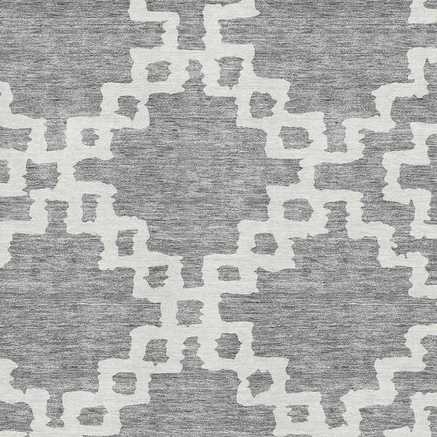 Gray And Ivory Abstract Geometric Washable Area Rug With UV Protection Photo 3