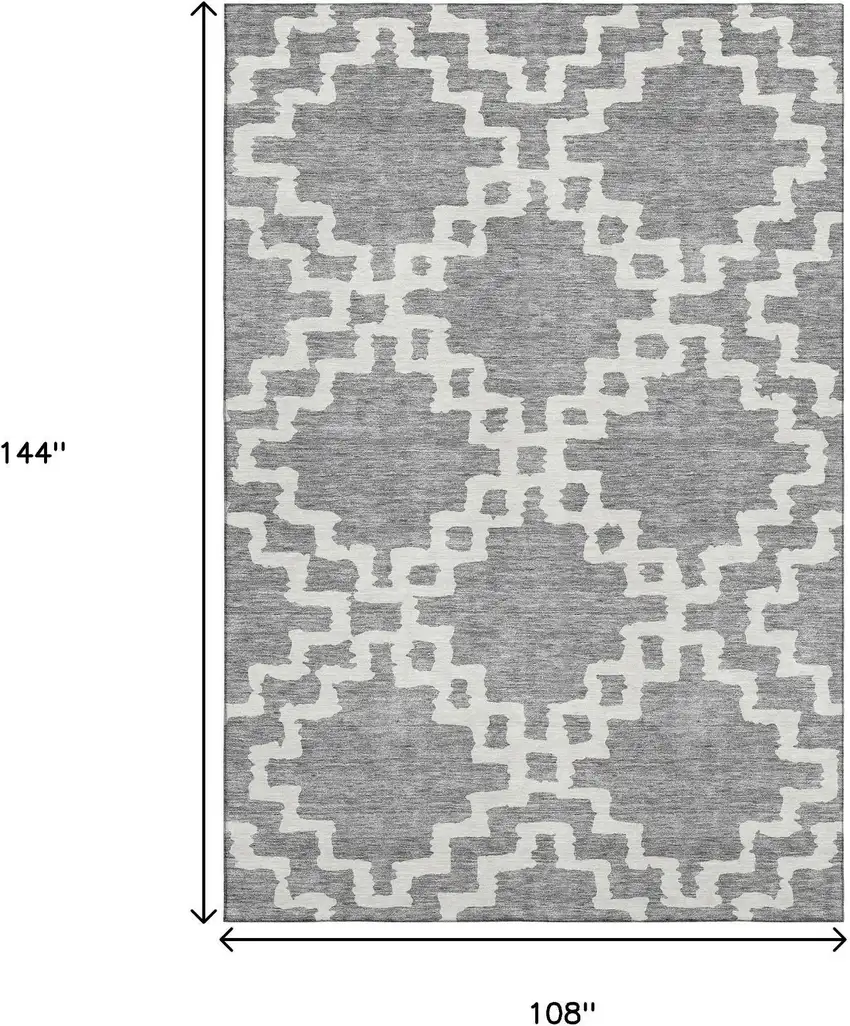 Gray And Ivory Abstract Geometric Washable Area Rug With UV Protection Photo 3
