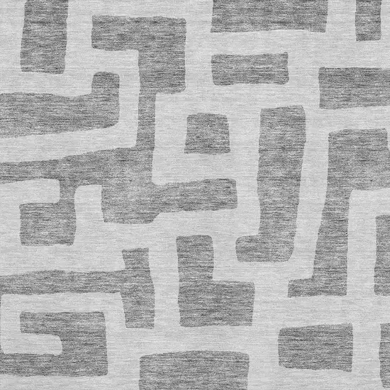 Gray And Ivory Abstract Geometric Washable Area Rug With UV Protection Photo 4