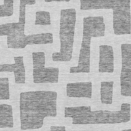 Gray And Ivory Abstract Geometric Washable Area Rug With UV Protection Photo 3