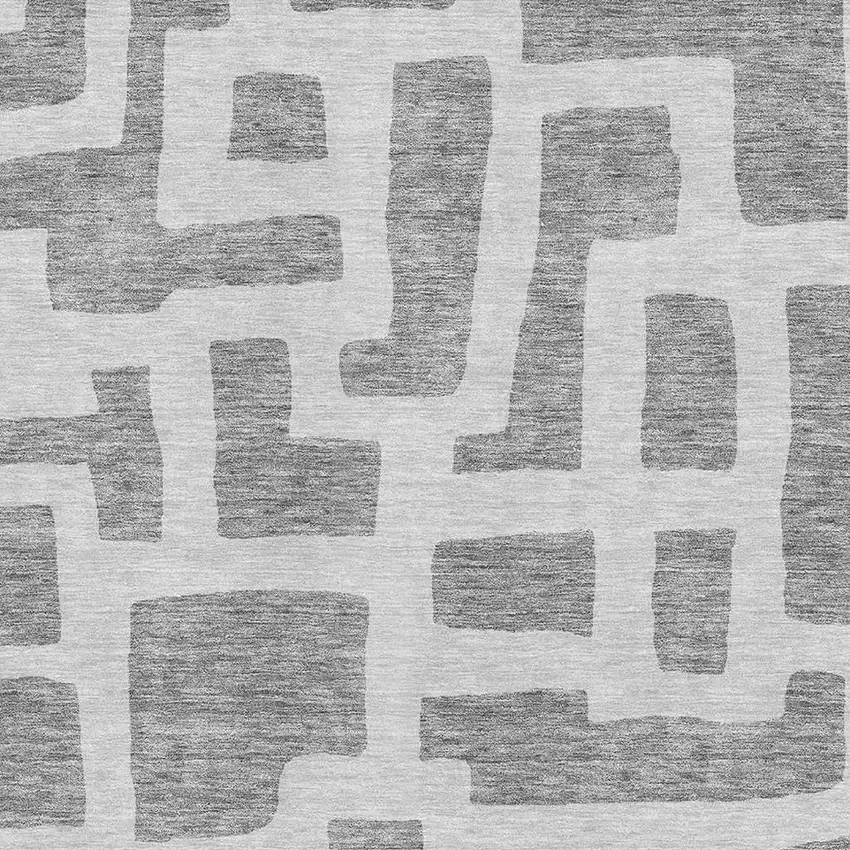 Gray And Ivory Abstract Geometric Washable Area Rug With UV Protection Photo 3