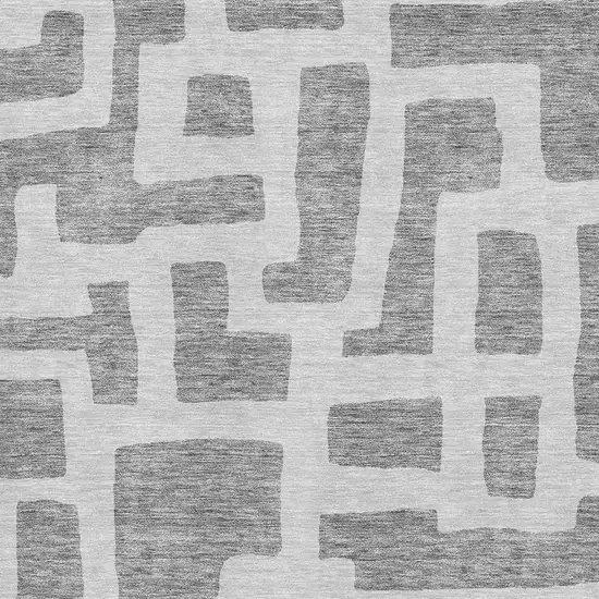 Gray And Ivory Abstract Geometric Washable Area Rug With UV Protection Photo 3