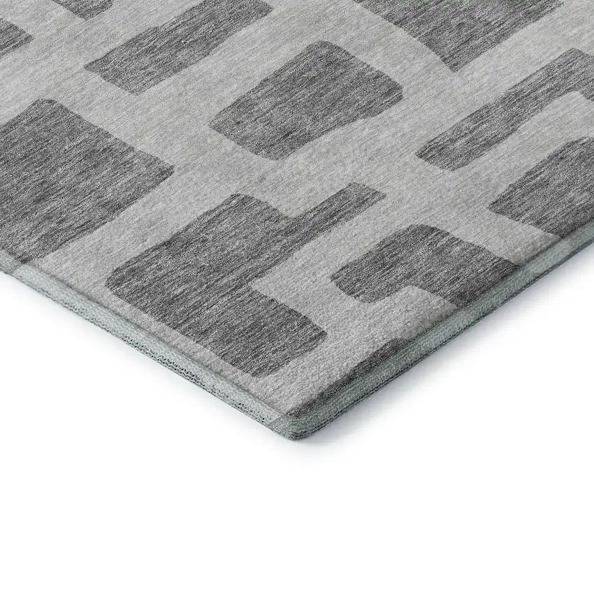 Gray And Ivory Abstract Geometric Washable Area Rug With UV Protection Photo 8