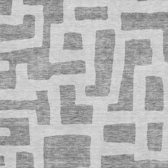 Gray And Ivory Abstract Geometric Washable Area Rug With UV Protection Photo 3