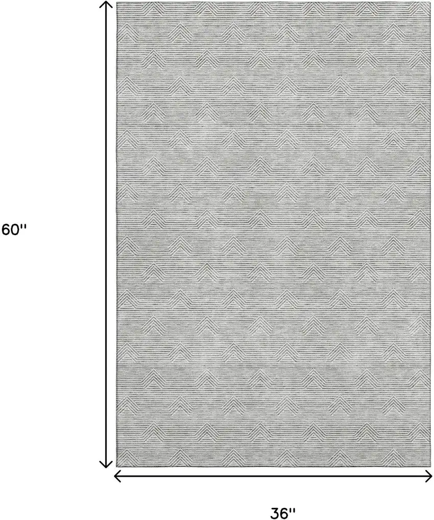 Gray And Ivory Abstract Geometric Washable Area Rug With UV Protection Photo 3