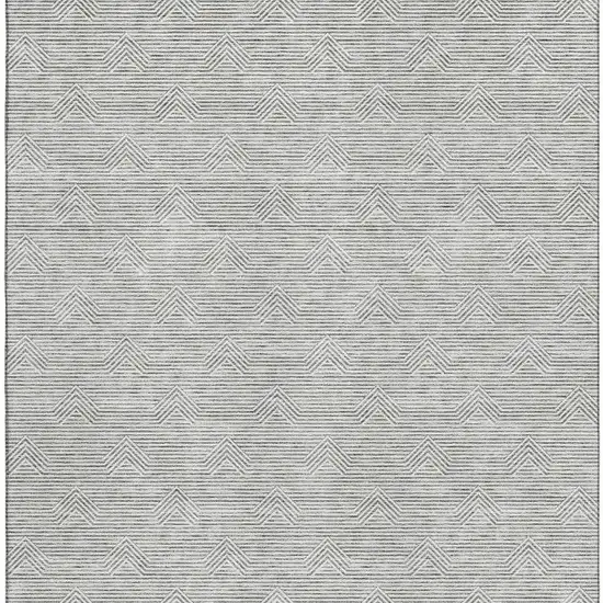 Gray And Ivory Abstract Geometric Washable Area Rug With UV Protection Photo 4