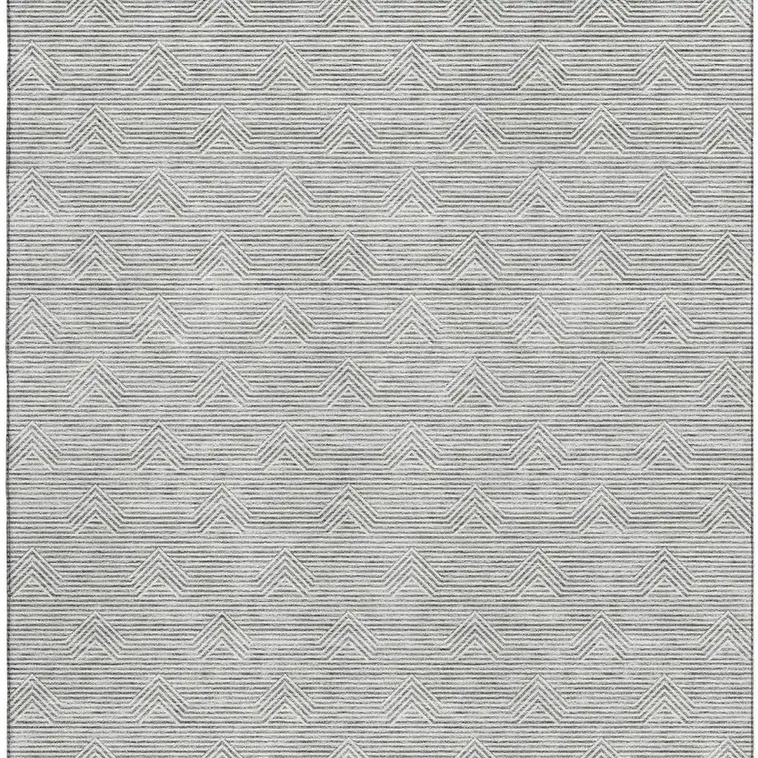 Gray And Ivory Abstract Geometric Washable Area Rug With UV Protection Photo 4