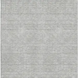 Photo of Gray And Ivory Abstract Geometric Washable Area Rug With UV Protection
