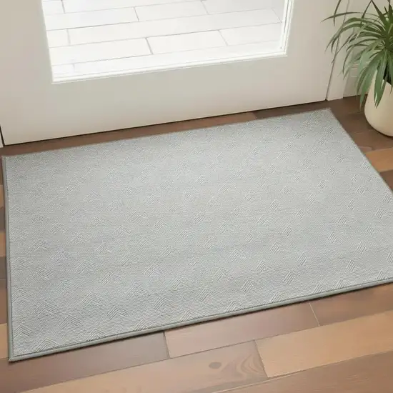 Gray And Ivory Abstract Geometric Washable Area Rug With UV Protection Photo 2