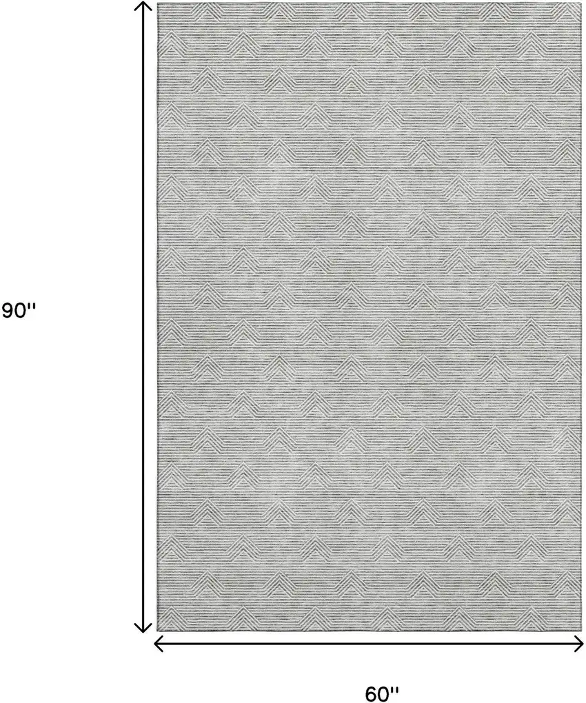 Gray And Ivory Abstract Geometric Washable Area Rug With UV Protection Photo 3