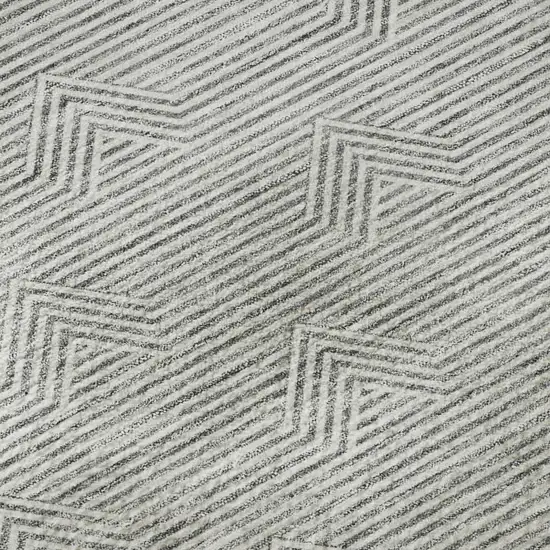 Gray And Ivory Abstract Geometric Washable Area Rug With UV Protection Photo 8