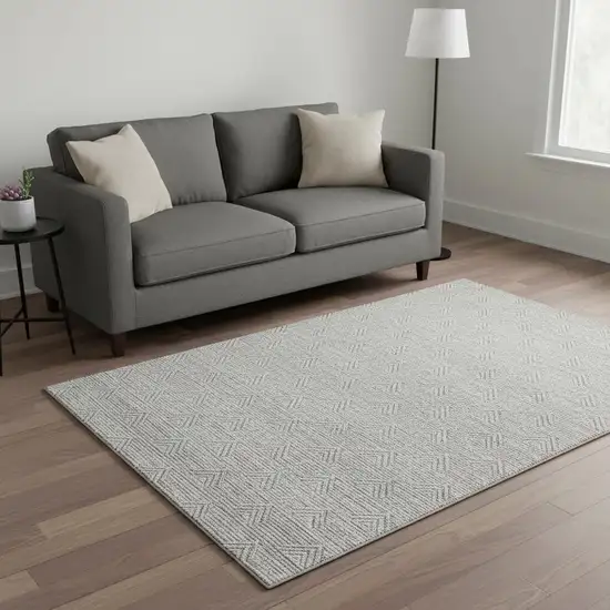 Gray And Ivory Abstract Geometric Washable Area Rug With UV Protection Photo 2