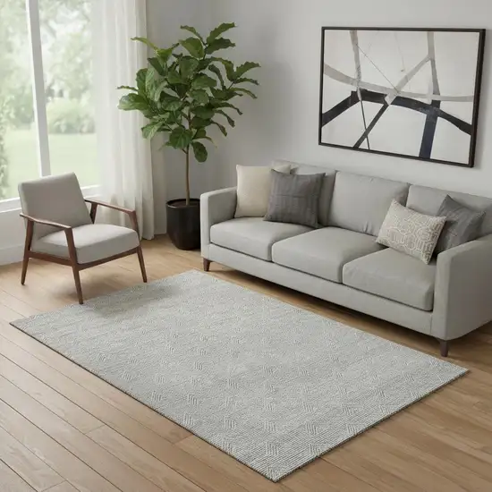 Gray And Ivory Abstract Geometric Washable Area Rug With UV Protection Photo 1