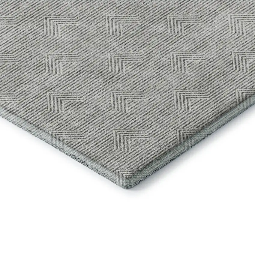 Gray And Ivory Abstract Geometric Washable Area Rug With UV Protection Photo 8