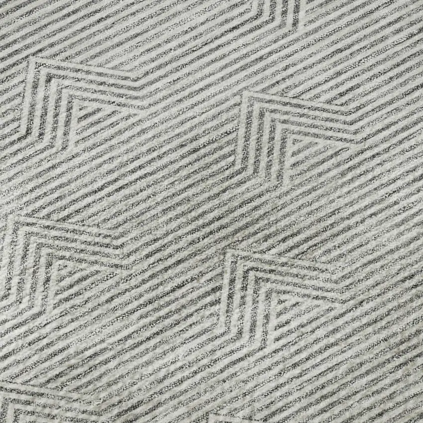 Gray And Ivory Abstract Geometric Washable Area Rug With UV Protection Photo 7