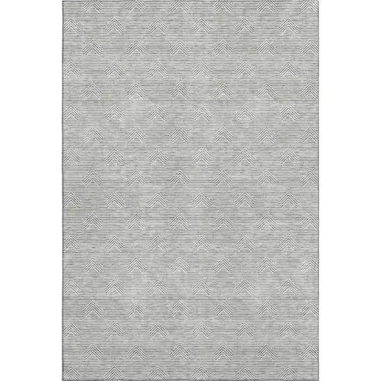 Gray And Ivory Abstract Geometric Washable Area Rug With UV Protection Photo 1