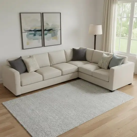 Gray And Ivory Abstract Geometric Washable Area Rug With UV Protection Photo 1