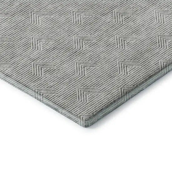 Gray And Ivory Abstract Geometric Washable Area Rug With UV Protection Photo 8
