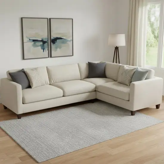 Gray And Ivory Abstract Geometric Washable Area Rug With UV Protection Photo 1