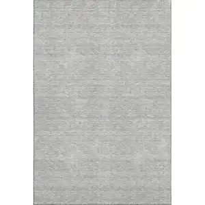 Photo of Gray And Ivory Abstract Geometric Washable Area Rug With UV Protection