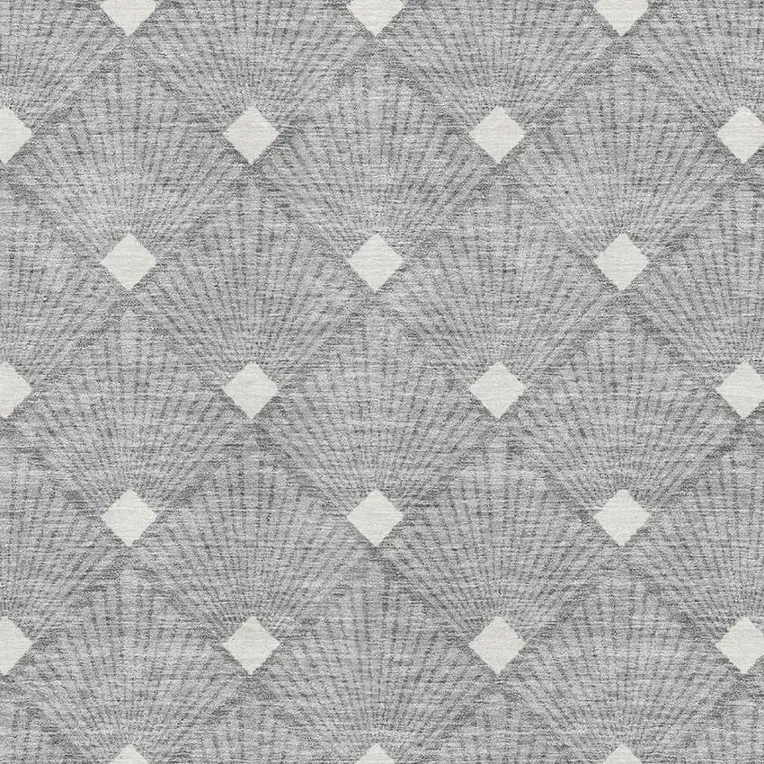 Gray And Ivory Abstract Geometric Washable Area Rug With UV Protection Photo 3