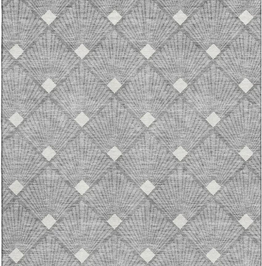 Gray And Ivory Abstract Geometric Washable Area Rug With UV Protection Photo 4