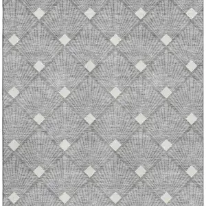 Photo of Gray And Ivory Abstract Geometric Washable Area Rug With UV Protection