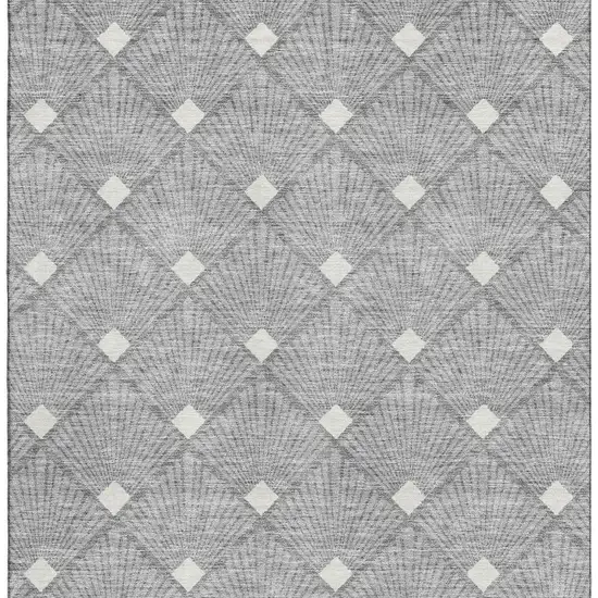 Gray And Ivory Abstract Geometric Washable Area Rug With UV Protection Photo 4