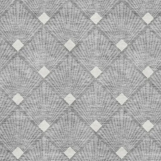 Gray And Ivory Abstract Geometric Washable Area Rug With UV Protection Photo 3