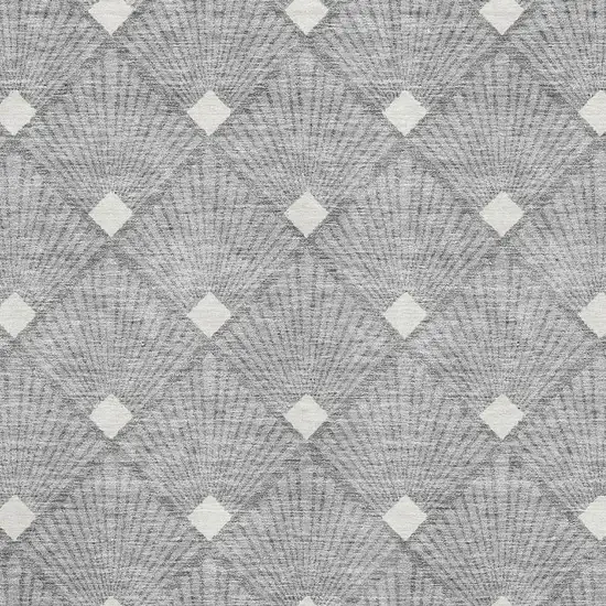 Gray And Ivory Abstract Geometric Washable Area Rug With UV Protection Photo 3