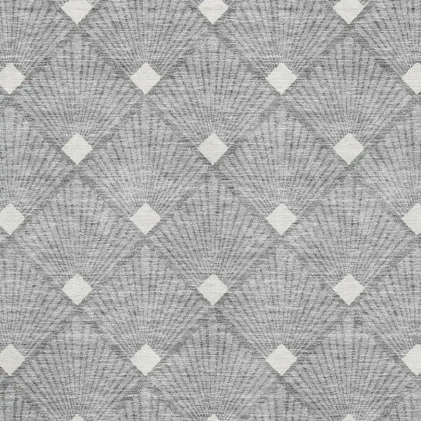 Gray And Ivory Abstract Geometric Washable Area Rug With UV Protection Photo 3
