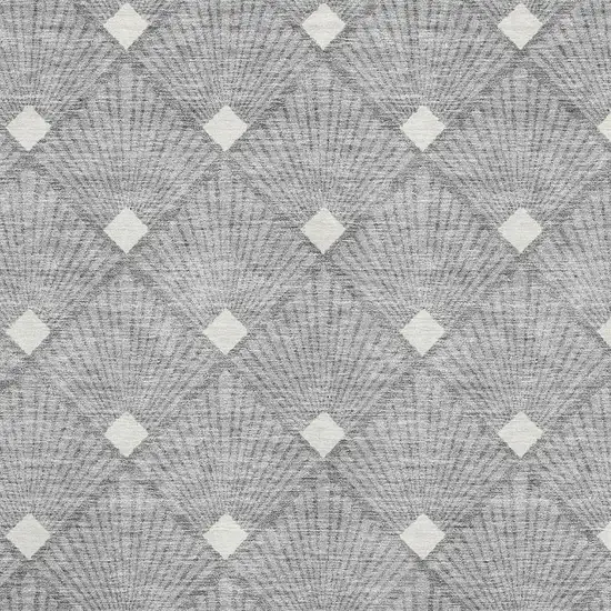 Gray And Ivory Abstract Geometric Washable Area Rug With UV Protection Photo 3