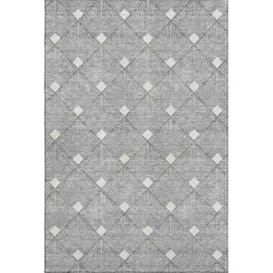 Photo of Gray And Ivory Abstract Geometric Washable Area Rug With UV Protection
