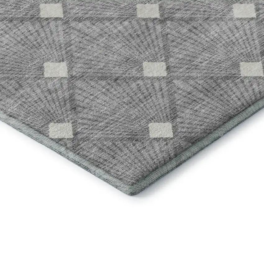 Gray And Ivory Abstract Geometric Washable Area Rug With UV Protection Photo 8