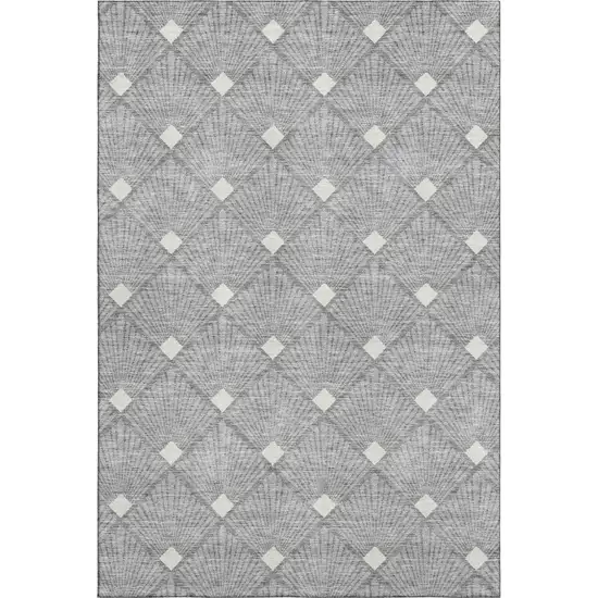 Gray And Ivory Abstract Geometric Washable Area Rug With UV Protection Photo 1