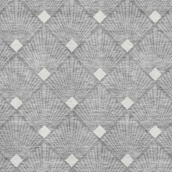 Gray And Ivory Abstract Geometric Washable Area Rug With UV Protection Photo 3