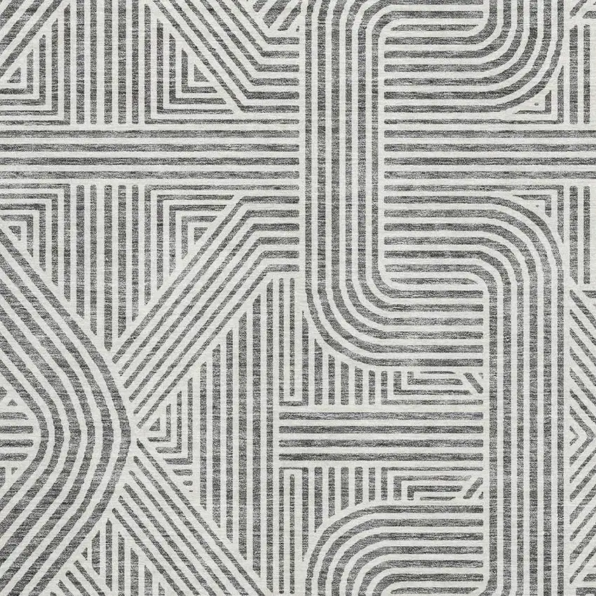 Gray And Ivory Abstract Geometric Washable Area Rug With UV Protection Photo 3