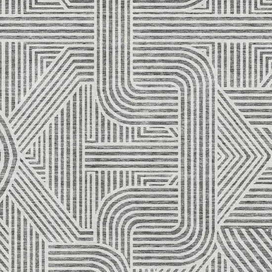 Gray And Ivory Abstract Geometric Washable Area Rug With UV Protection Photo 3