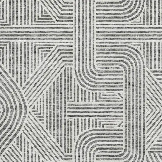 Gray And Ivory Abstract Geometric Washable Area Rug With UV Protection Photo 3