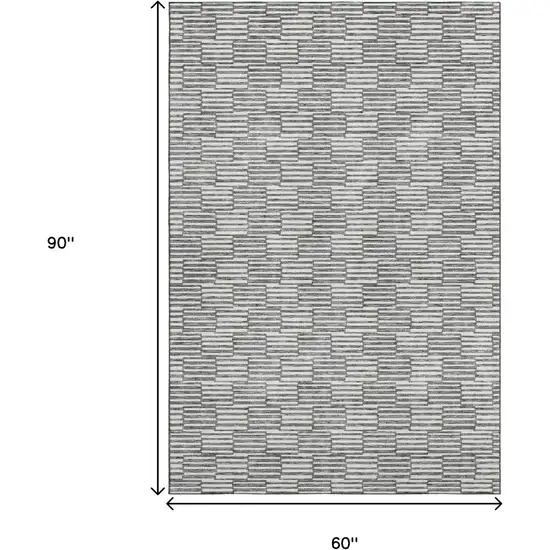Gray And Ivory Abstract Geometric Washable Area Rug With UV Protection Photo 3