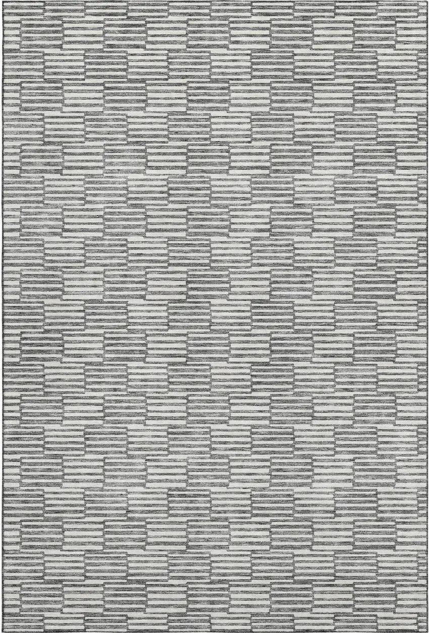 Gray And Ivory Abstract Geometric Washable Area Rug With UV Protection Photo 1