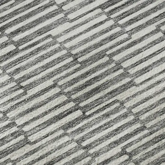 Gray And Ivory Abstract Geometric Washable Area Rug With UV Protection Photo 8