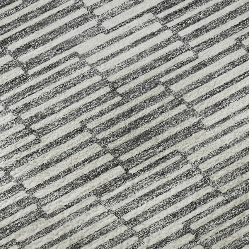 Gray And Ivory Abstract Geometric Washable Area Rug With UV Protection Photo 8