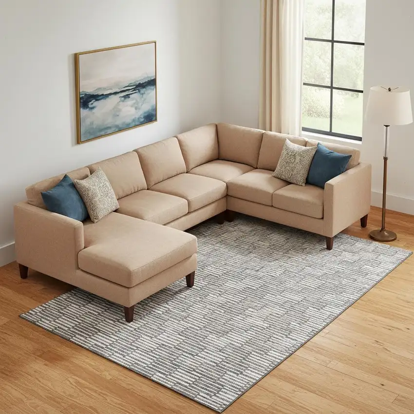 Gray And Ivory Abstract Geometric Washable Area Rug With UV Protection Photo 1