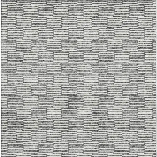 Gray And Ivory Abstract Geometric Washable Area Rug With UV Protection Photo 4