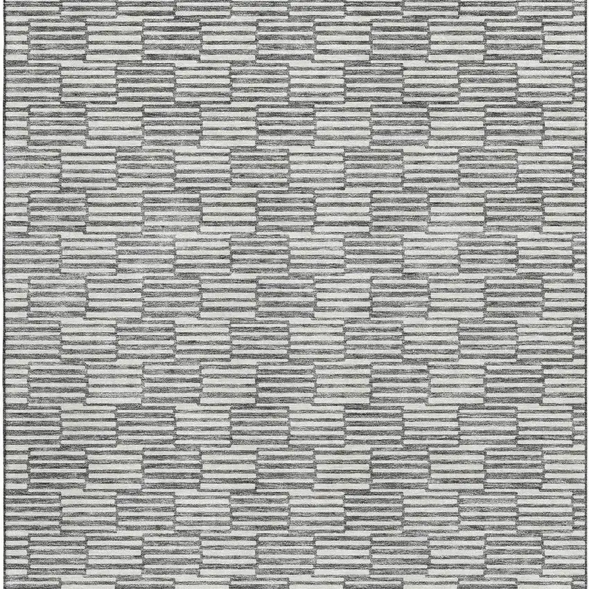 Gray And Ivory Abstract Geometric Washable Area Rug With UV Protection Photo 4