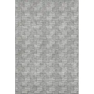 Photo of Gray And Ivory Abstract Geometric Washable Area Rug With UV Protection